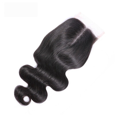 Middle Part Body Wave Lace Closure Virgin Brazilian Hair With Bleached Knots